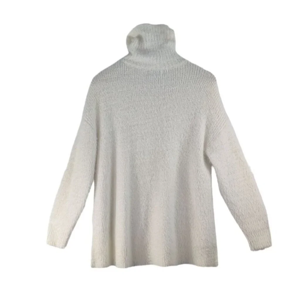 Fuzzy Sweater Winter White sz OX by Sonoma Cowl Neck Women's Cozy Soft Knit